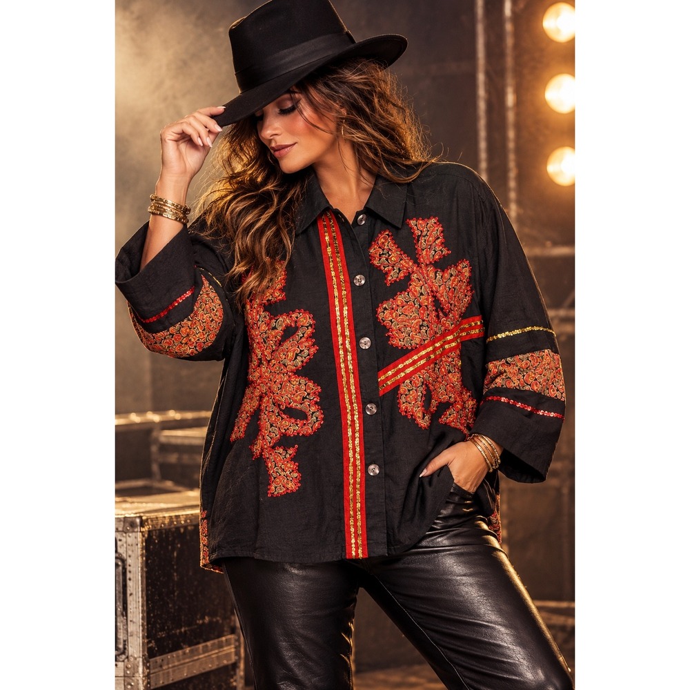 Choices Woman 2X Black Red Sequin Top Michael Jackson Inspired Costume Stagewear